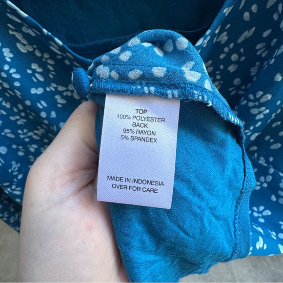 NEW Fortune + Ivy x Stitch Fix blue pattern 3/4 sleeves blouse, medium - Picture 3 of 6